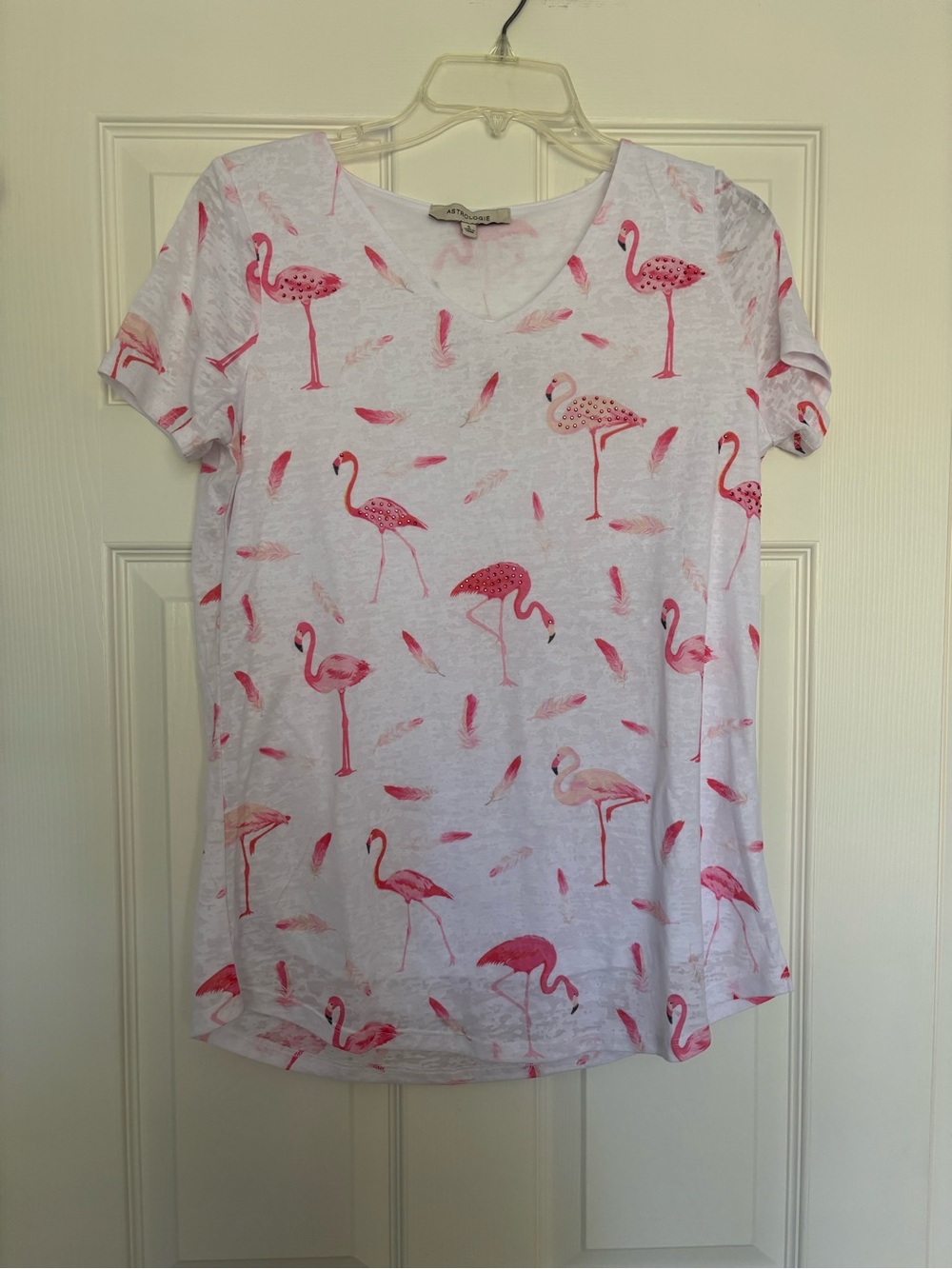 Women's Pink Flamingo Print Short Sleeve Tee